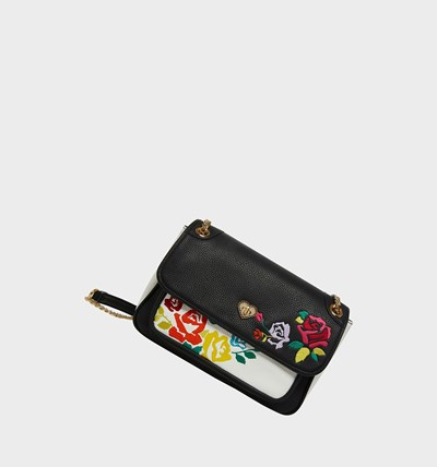 Black / White Women's Betsey Johnson All In Bloom Shoulder Bags | LXMSAKP-04