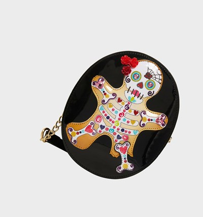 Black Women's Betsey Johnson Gingerbread Bones Crossbody Kitsch Bags | VYGFDOT-54