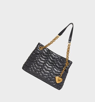 Black Women's Betsey Johnson Heartbreak Quilted Handbags | WKNMZXF-82