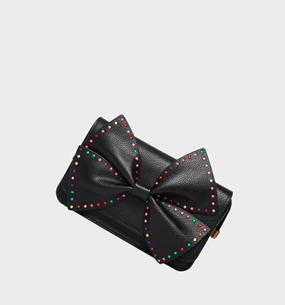 Black Women's Betsey Johnson Rainbow Lite Bow Crossbody Bags | CGOKEPU-97