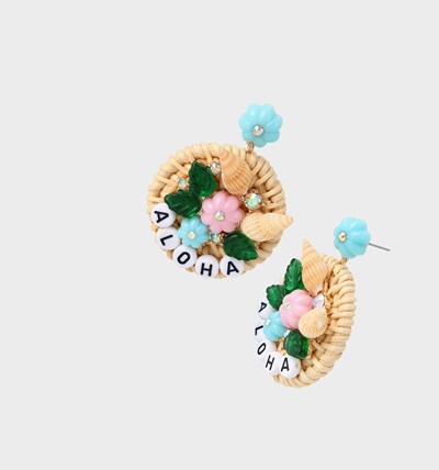 Blue Women's Betsey Johnson Island Time Aloha Earrings | UQVRAKE-65