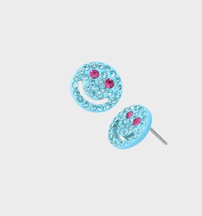 Blue Women's Betsey Johnson One Love Smile Studs Earrings | LOETCBD-87