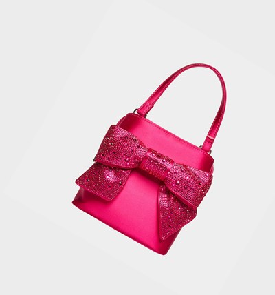 Fuchsia Women's Betsey Johnson Glitteratzi Bow Top Handle Bag Crossbody Bags | LGRHZNU-15