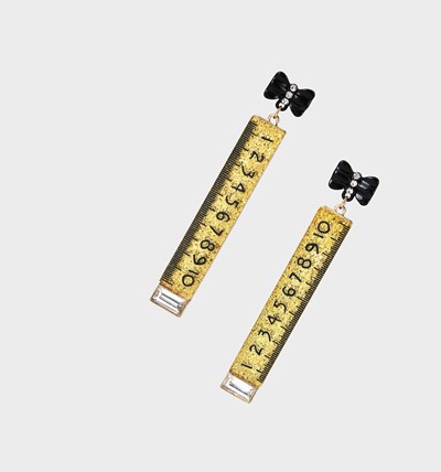 Gold Women's Betsey Johnson Back To Cool Ruler Drop Earrings | SYDNXZP-59