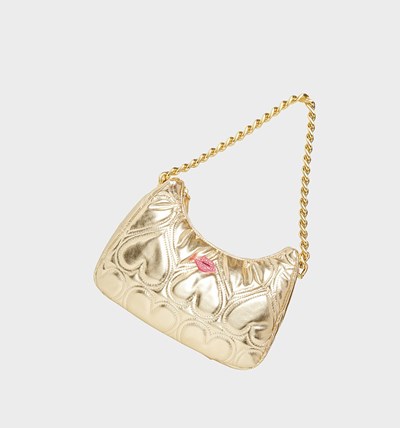 Gold Women's Betsey Johnson Smooches Shoulder Bags | QCGPHXT-40