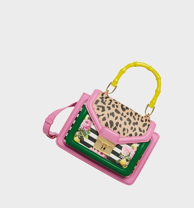 Leopard Women's Betsey Johnson Get A Grip Bamboo Handle Bag Crossbody Bags | TLXSARH-36