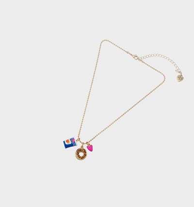 Multicolor Women's Betsey Johnson Coffee/Bagel Charm Short Pendant Necklaces | WNBJCRM-51