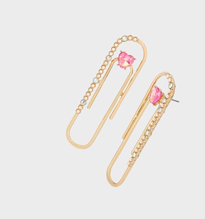 Pink Women's Betsey Johnson Back To Cool Paper Clip Earrings | GDOBWRI-63