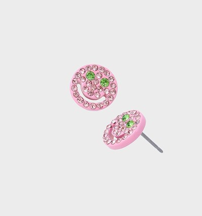 Pink Women's Betsey Johnson One Love Smile Studs Earrings | AJYCUQL-21