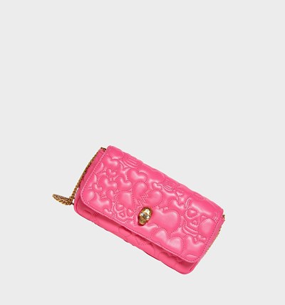 Pink Women's Betsey Johnson Quilted With Skull Crossbody Bags | MIHGEYV-06