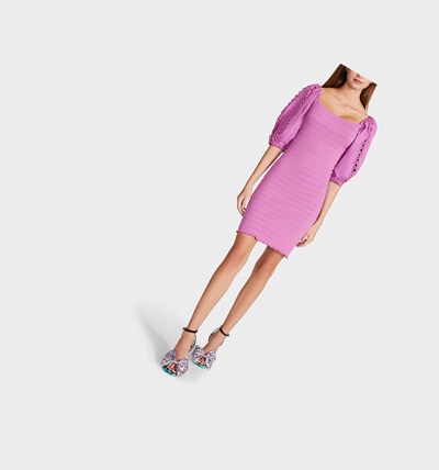 Pink Women's Betsey Johnson Smock Knit Poplin Dress | YVIFOBM-23