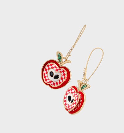 Red Women's Betsey Johnson Back To Cool Apple Hook Earrings | EZQVARK-34