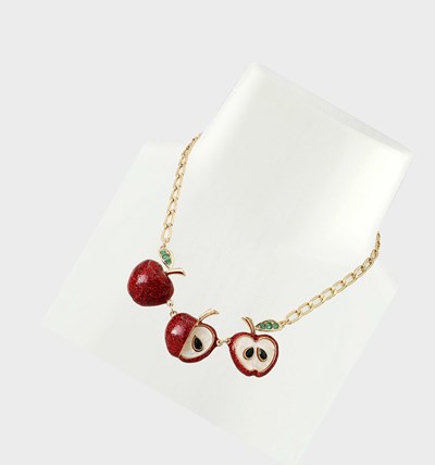 Red Women's Betsey Johnson Back To Cool Apple Necklaces | TIVAOUL-49