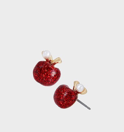 Red Women's Betsey Johnson Back To Cool Apple Studs Earrings | YTNSROL-61