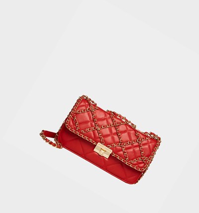 Red Women's Betsey Johnson Chains Of Love Shoulder Bags | FYKEOBA-10