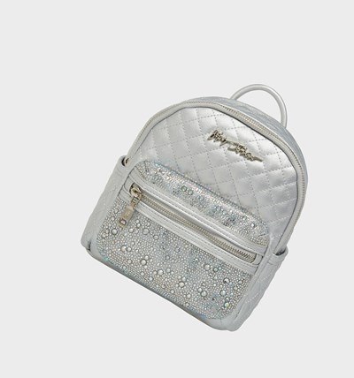 Silver Women's Betsey Johnson Glam Squad Mini Backpack | FBHMILZ-25