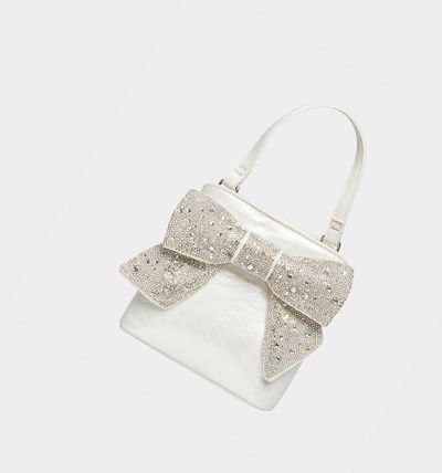 Silver Women's Betsey Johnson Glitteratzi Bow Top Handle Bag Kitsch Bags | TBJWDCP-17