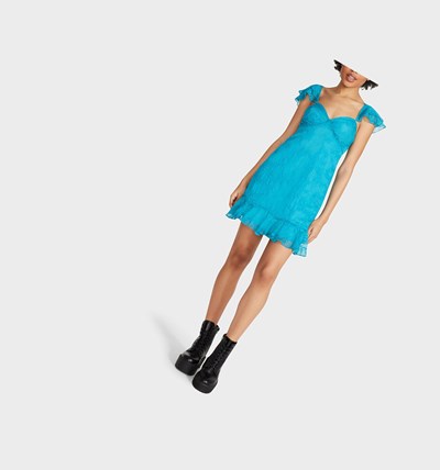 Turquoise Women's Betsey Johnson Summer Romance Mini Dress | WAXLNSI-34