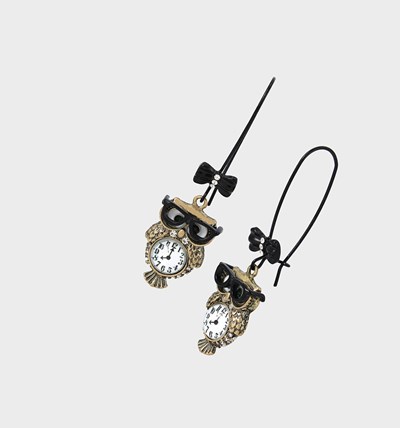 White Women's Betsey Johnson Back To Cool Owl Hook Crystal Earrings | HKTSPOM-06