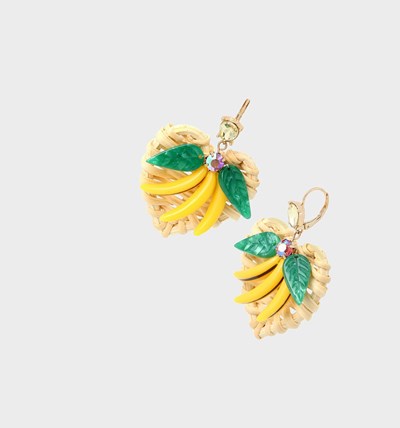 Yellow Women's Betsey Johnson Island Time Banana Earrings | JKYCDUZ-68