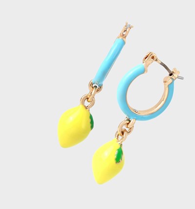 Yellow Women's Betsey Johnson Island Time Lemon Huggies Earrings | QGIOCSL-49