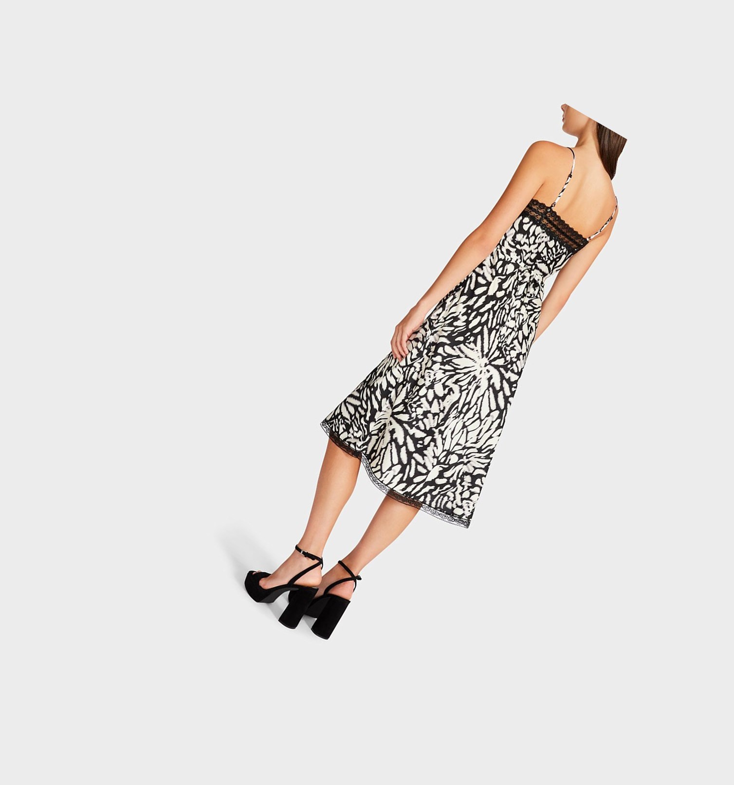 Black Women's Betsey Johnson Blurred Lines Printed Dull Charmeuse Slip Dress | YIQHMAJ-01