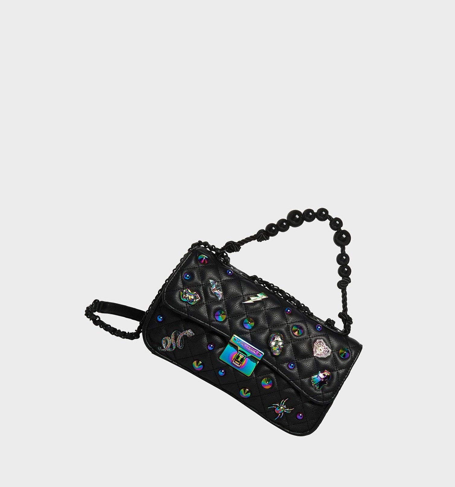 Black Women\'s Betsey Johnson Ghostly Charms Quilted Bag Shoulder Bags | QMZJGUW-31