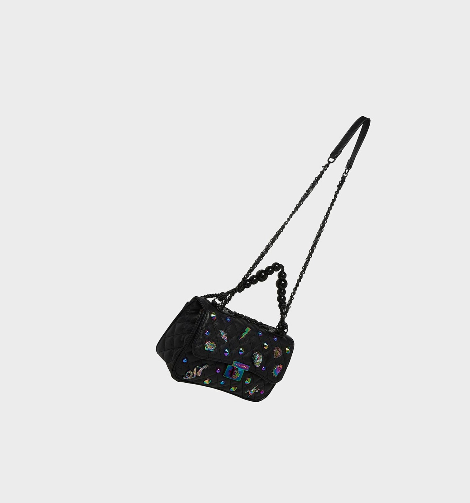 Black Women's Betsey Johnson Ghostly Charms Quilted Bag Crossbody Bags | VFNWYXZ-52