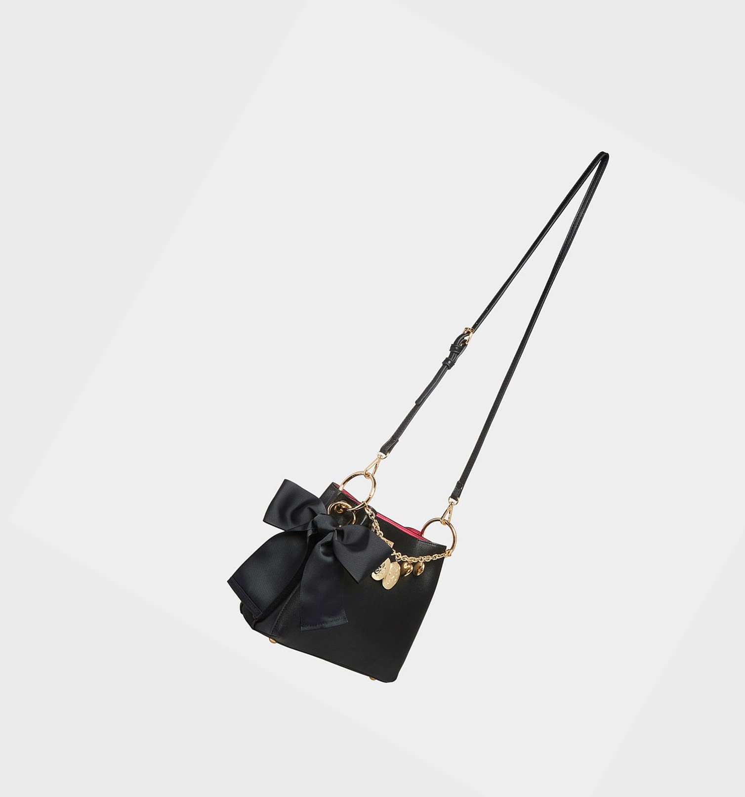 Black Women's Betsey Johnson Locket Up Bucket Bag Crossbody Bags | IKDHGZX-87