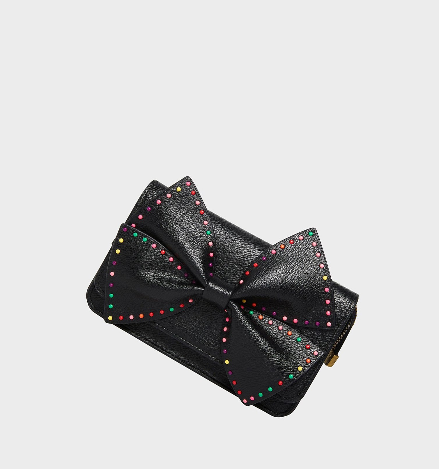 Black Women\'s Betsey Johnson Rainbow Lite Bow Crossbody Bags | CGOKEPU-97