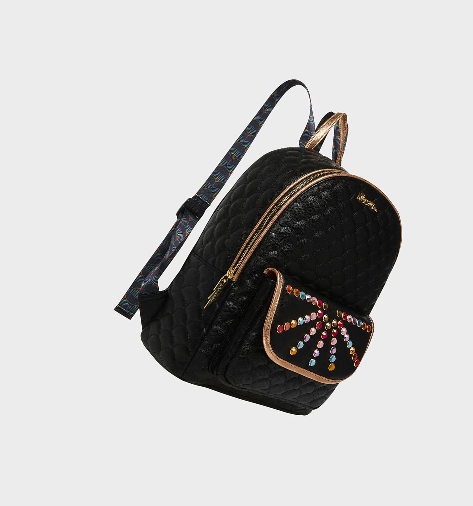 Black Women's Betsey Johnson Rainbow Lite Large Backpack | KELYWVI-72