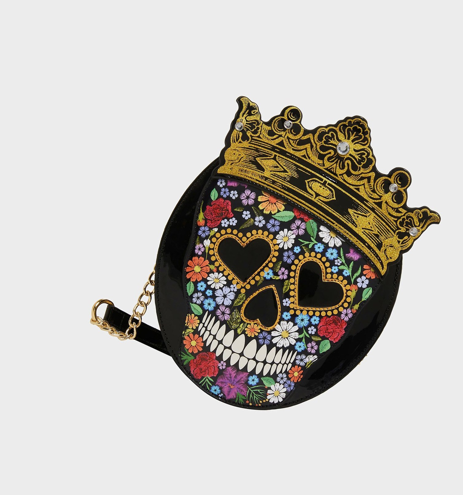 Black Women\'s Betsey Johnson Sugar Skull Queen Crossbody Bags | TUKPCLM-76