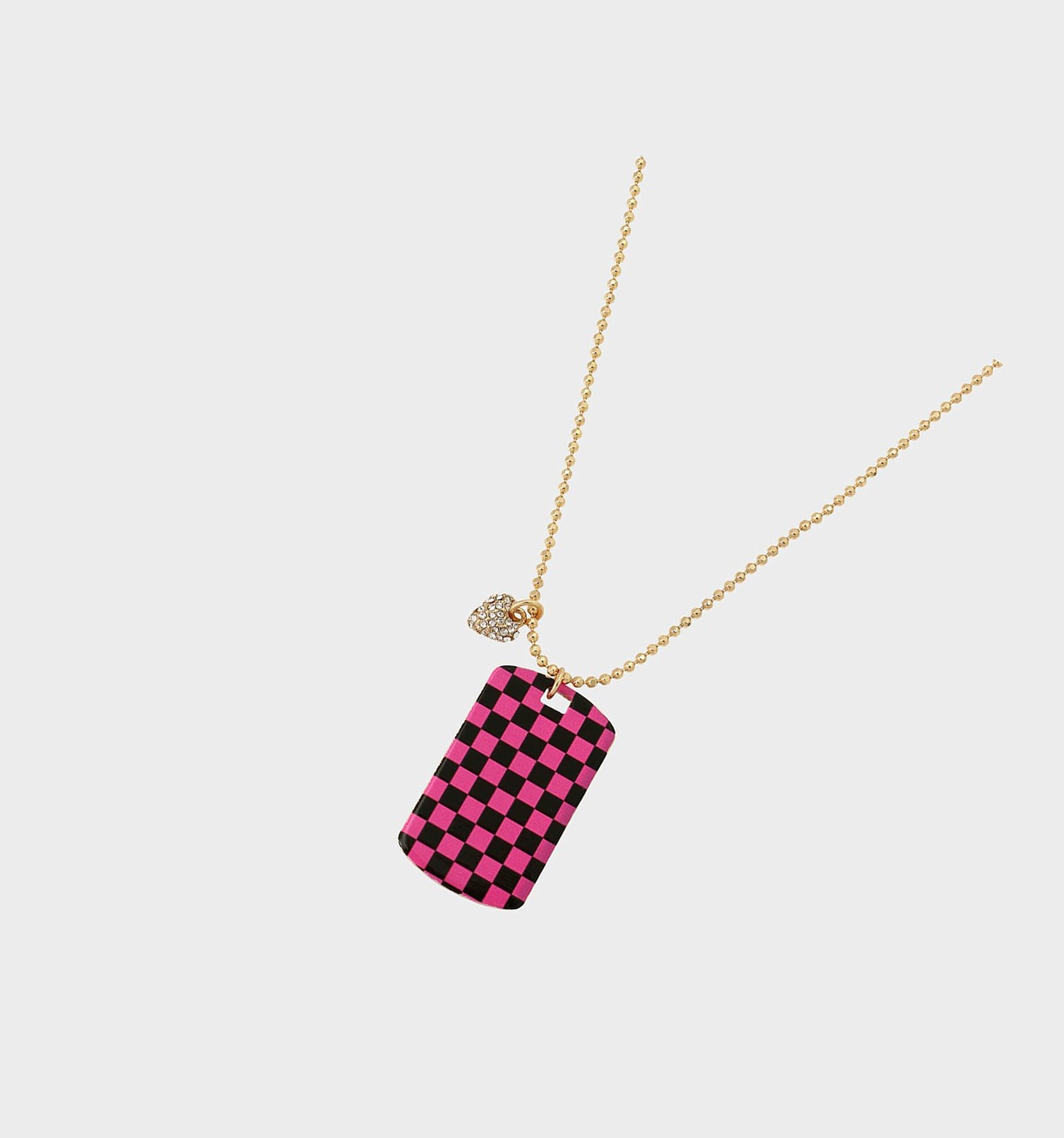 Pink Women's Betsey Johnson Back To Cool Checker Tag Pendant Necklaces | UMYEJPZ-96