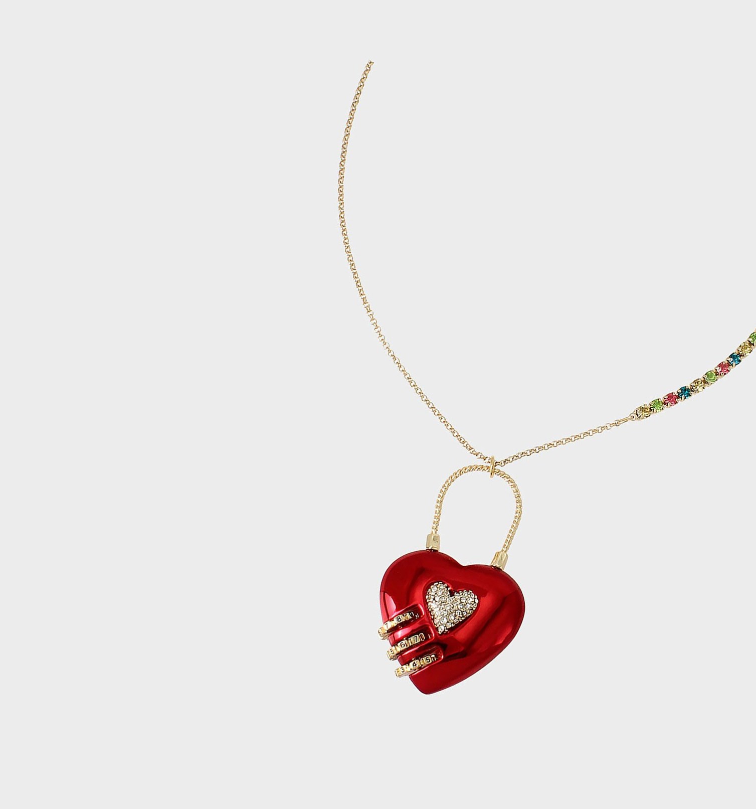 Red Women\'s Betsey Johnson Back To Cool Heart Padlock Pendant Necklaces | OTERAZH-28