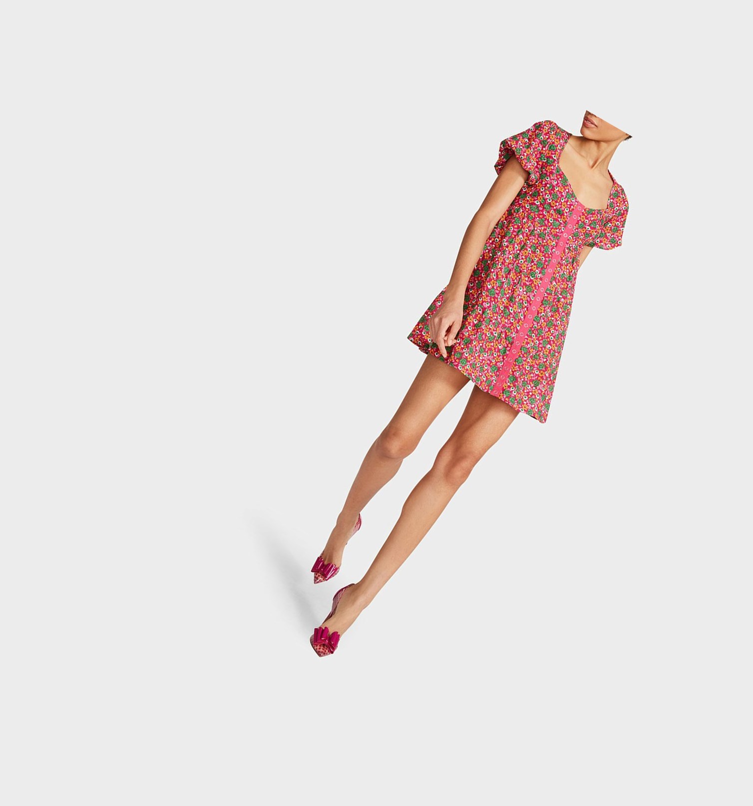 Red Women's Betsey Johnson Dancing Ditsy Floral Mini Dress | DYWFRHA-63