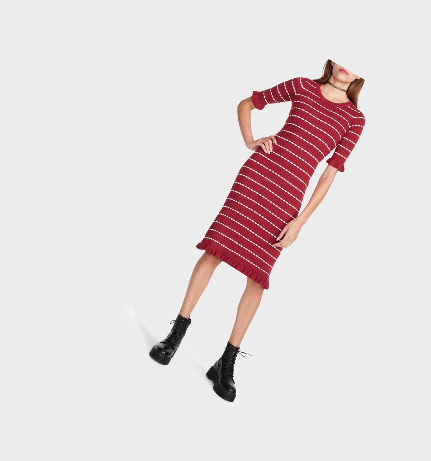 Red Women's Betsey Johnson Sweet In Stripes Sweater Dress | RACMQIV-48