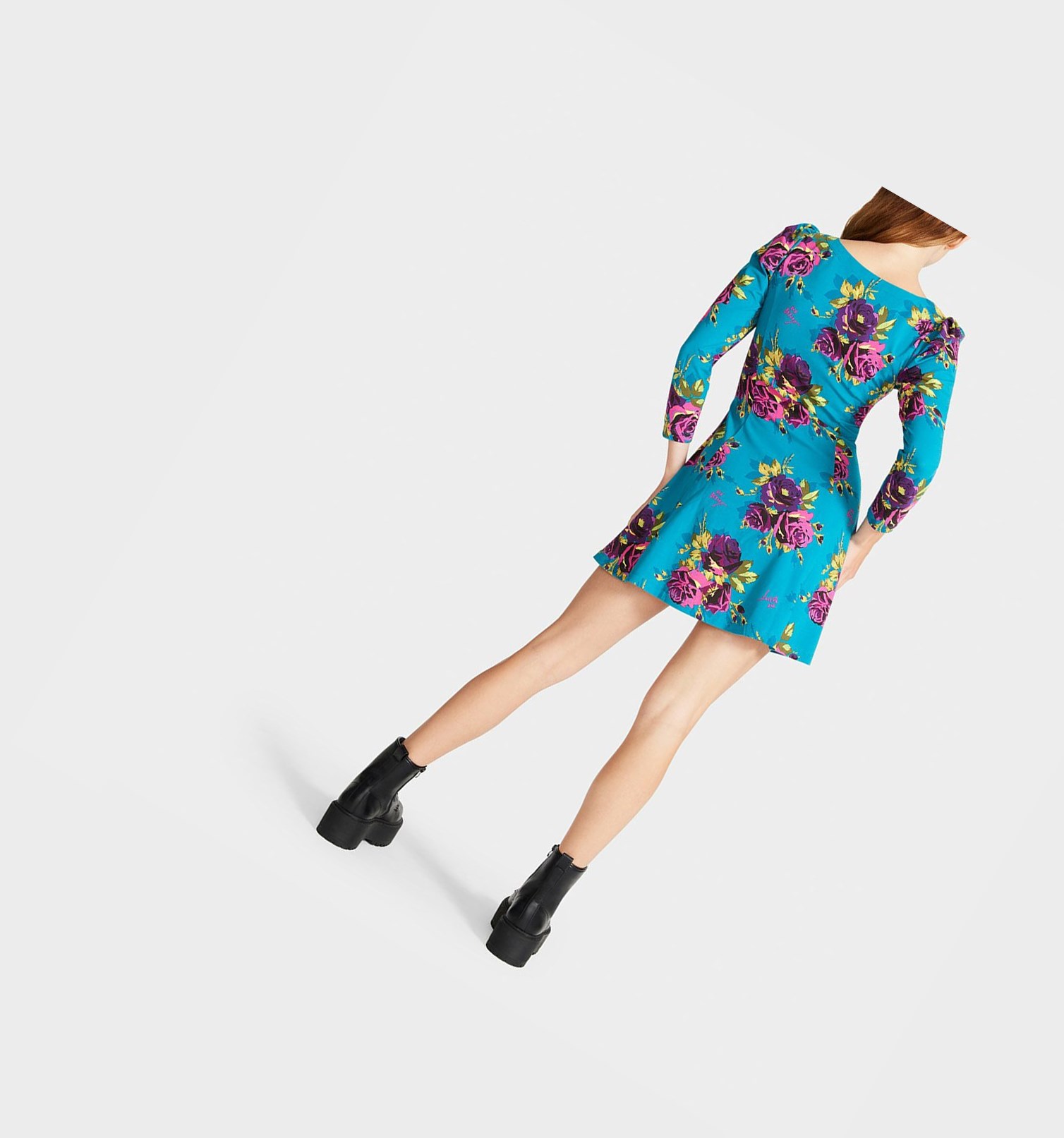 Turquoise Women's Betsey Johnson Pretty In Punk Vintage Inspired Puff Sleeve Dress | KQRHLAC-96