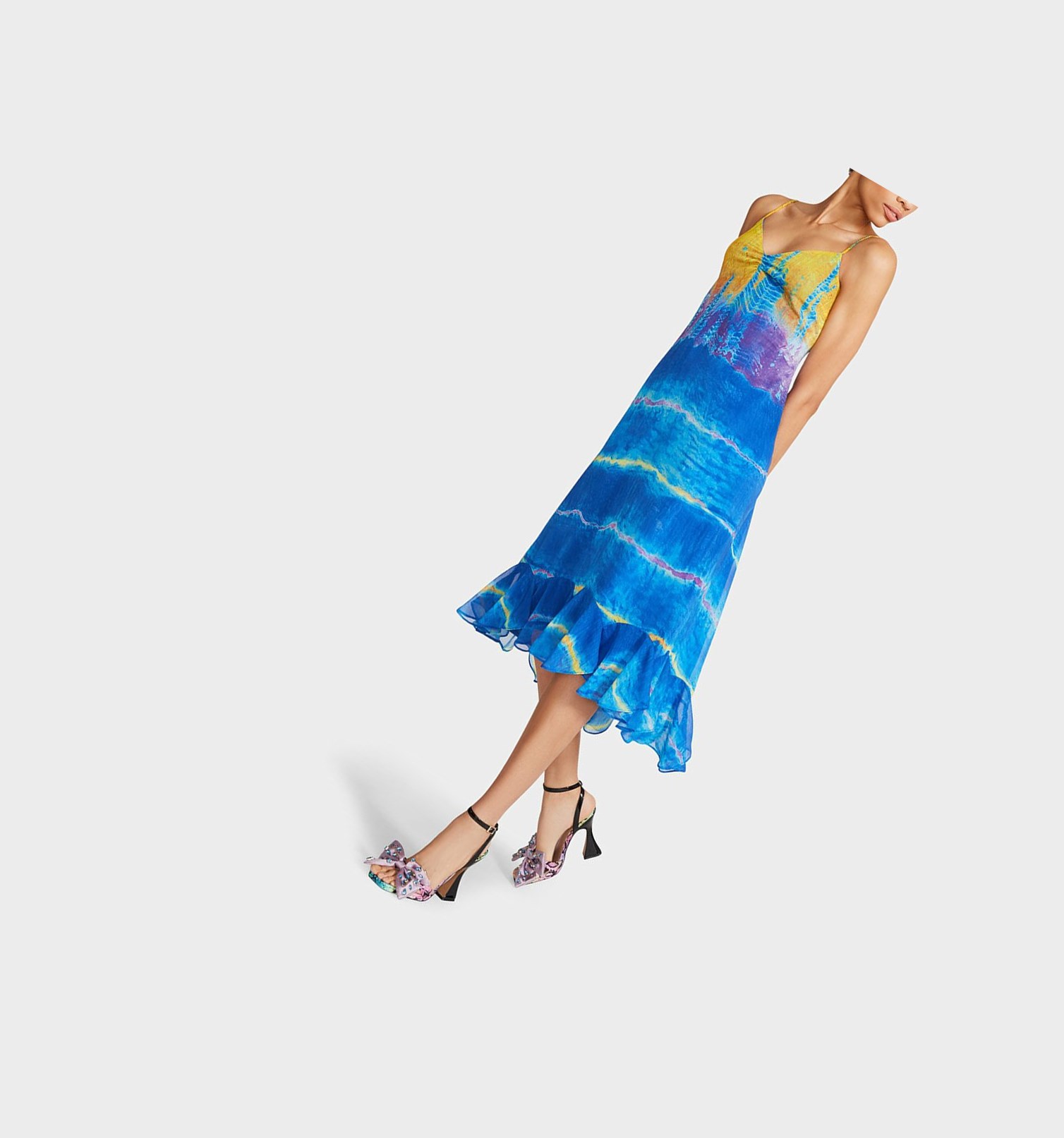 Turquoise Women's Betsey Johnson Rainbow Water Midi Teal Dress | MXUZNCA-76