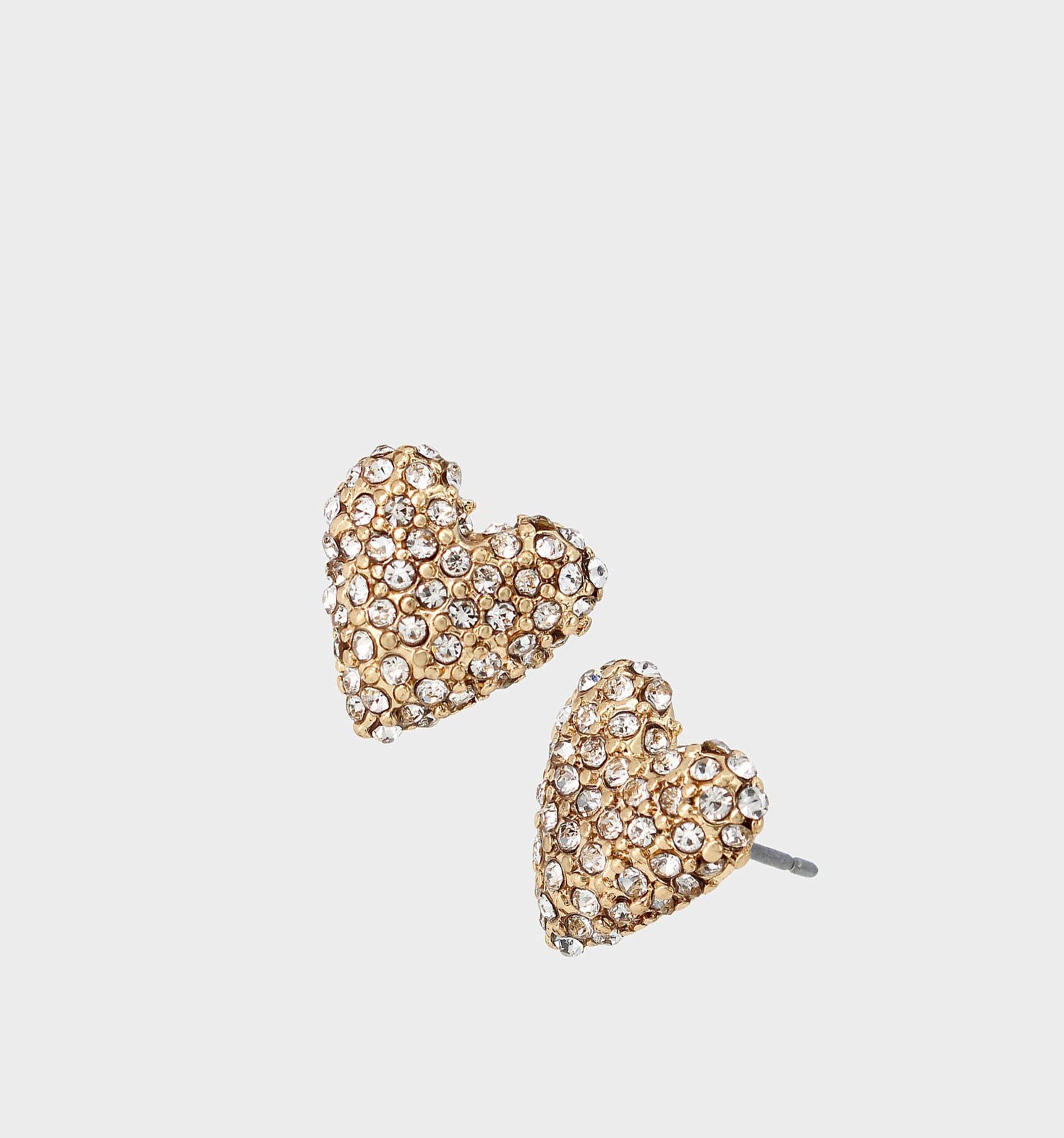 White Women\'s Betsey Johnson Back To Cool Heart Studs Crystal Earrings | HTQDCPM-60