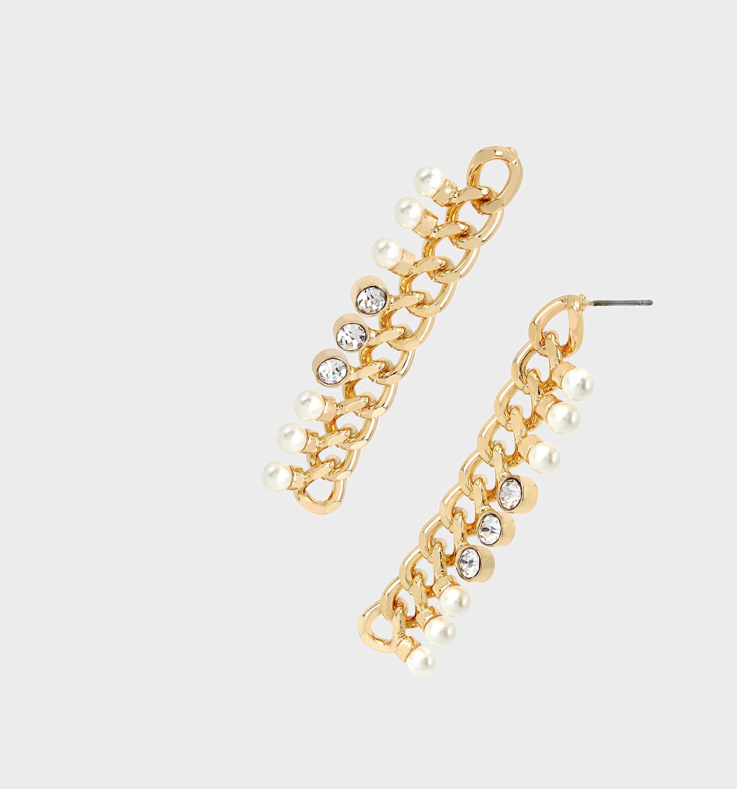 White Women\'s Betsey Johnson Betseyton Chain Linear Crystal Earrings | DJSQIOU-56